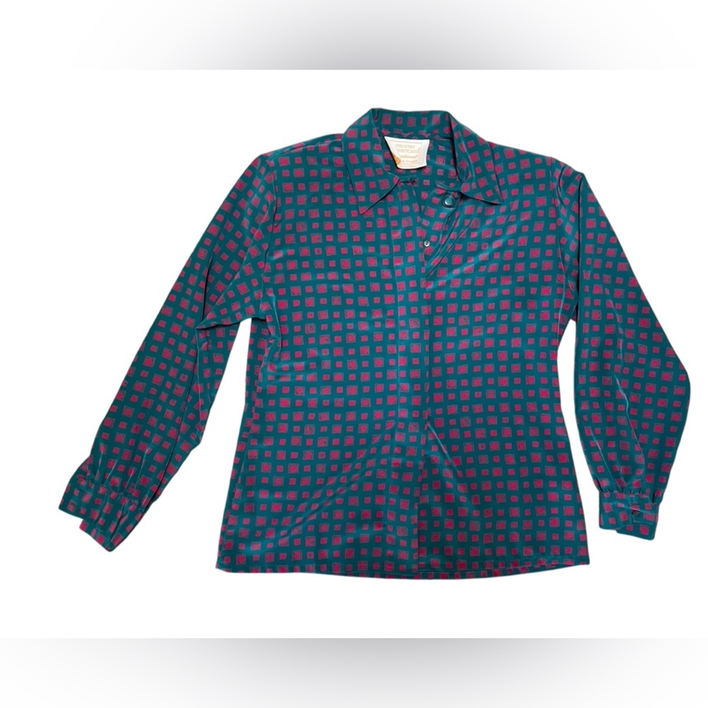 Vintage Pendleton Teal Button Up Blouse. Size medium
